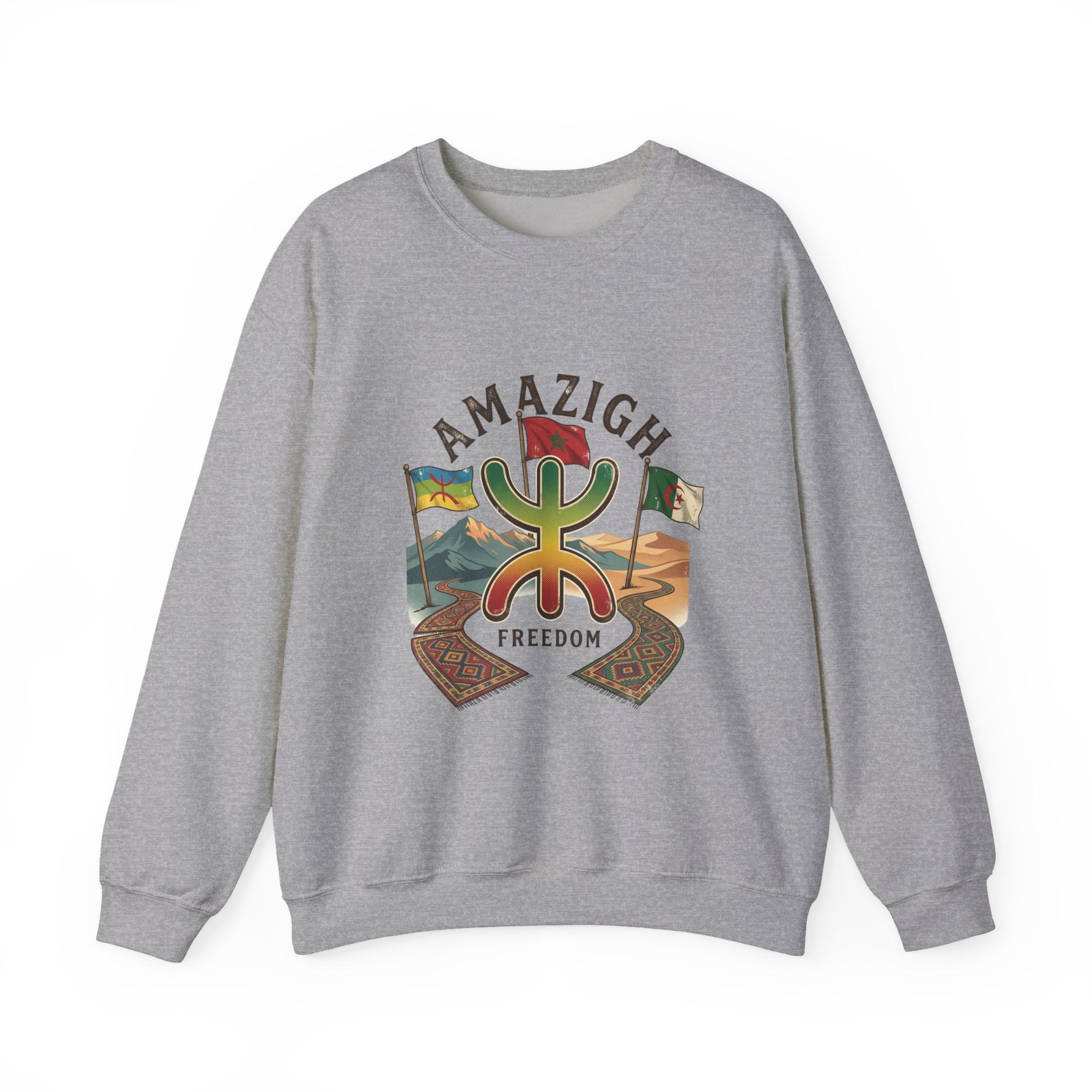 Amazigh Freedom Crewneck Sweatshirt | Heritage Symbol, Tribal Morocco
