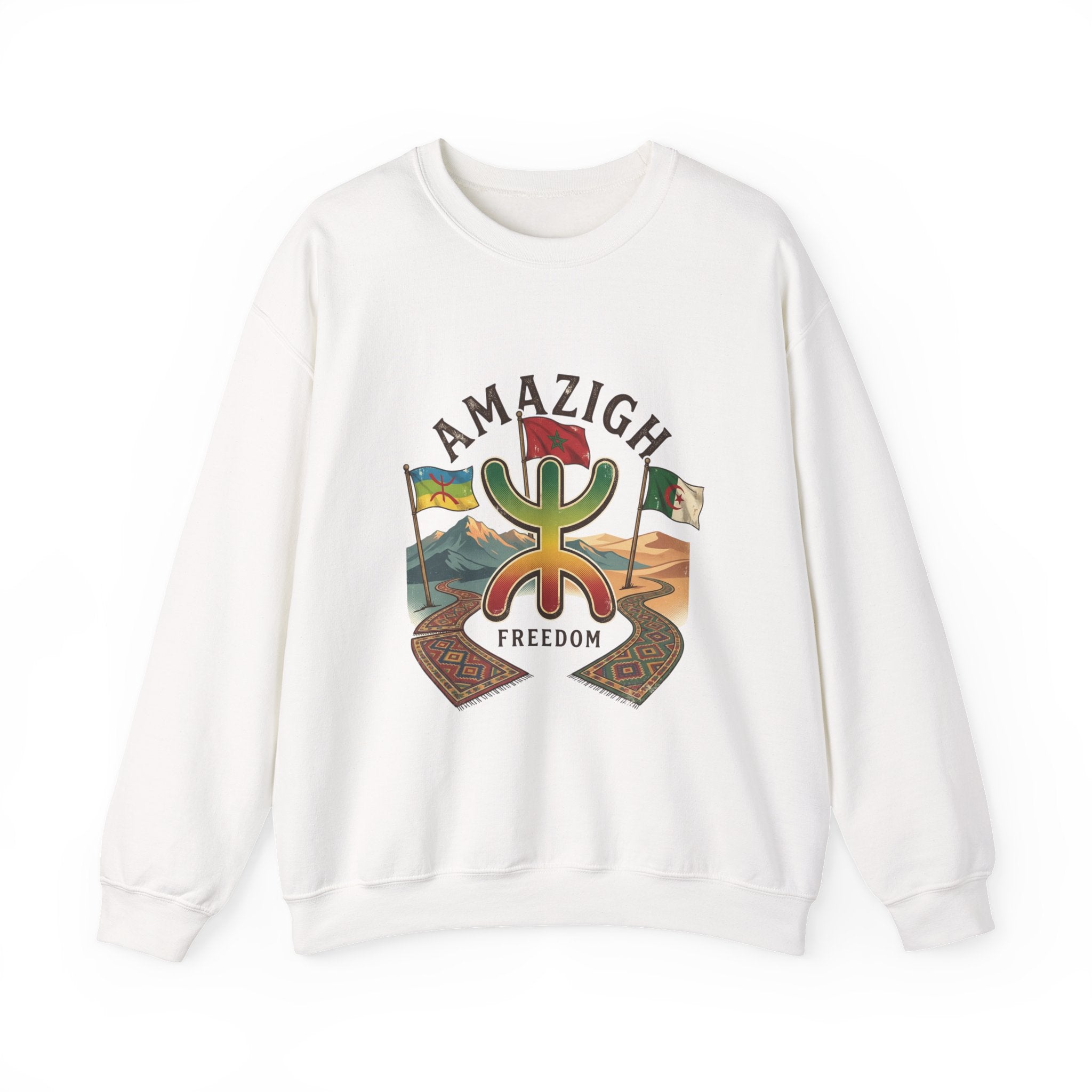 Amazigh Freedom Crewneck Sweatshirt | Heritage Symbol, Tribal Morocco